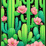 Trendy Rustic Cactus Motif(Green)