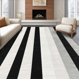 Ultra Soft Area Rug, Non Slip, Stain Resistant, Washable Area Rugs for Living Room, Bedroom, Designer Dual-Tone Horizontal Lined Rug with Geometric Precision(Black)