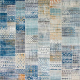 Ultra Soft Area Rug, Non Slip, Stain Resistant, Washable Area Rugs for Living Room, Bedroom, Boho Style Patchwork Multi Colored(Blue)
