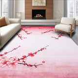 Ultra Soft Area Rug, Non Slip, Stain Resistant, Washable Area Rugs for Living Room, Bedroom, Sakura Floral Watercolor Aesthetic(Pink)
