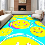 Ultra Soft Area Rug, Non Slip, Stain Resistant, Washable Area Rugs for Living Room, Bedroom, Pastel Playful Smiley Faces(Yellow)