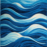 Ultra Soft Area Rug, Non Slip, Stain Resistant, Washable Area Rugs for Living Room, Bedroom, Bright Nautical Coastal Elegance(Blue)