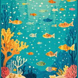 Ultra Soft Area Rug, Non Slip, Stain Resistant, Washable Area Rugs for Living Room, Bedroom, Underwater World Playmat Oceanic Creatures Area Rug for Playtime Fun(Blue)