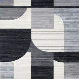 Ultra Soft Area Rug, Non Slip, Stain Resistant, Washable Area Rugs for Living Room, Bedroom, Contemporary Silver Abstract Composition(Black)