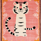 Ultra Soft Area Rug, Non Slip, Stain Resistant, Washable Area Rugs for Living Room, Bedroom, Bright Cheerful Tiger Design(Pink)