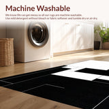 Ultra Soft Area Rug, Non Slip, Stain Resistant, Washable Area Rugs for Living Room, Bedroom, Elegant Black and White Pattern(Black)