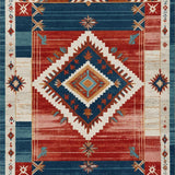 Ultra Soft Area Rug, Non Slip, Stain Resistant, Washable Area Rugs for Living Room, Bedroom, Southwestern Red Living Room Vintage Medallion Rug(Red)
