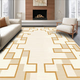 Beige Hued Area Modern Geometric Design(Beige)