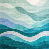 Chic Aqua Hued Textural Waves(Blue)