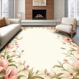 Ultra Soft Area Rug, Non Slip, Stain Resistant, Washable Area Rugs for Living Room, Bedroom, Floral Fusion Area Rustic Country Style Pink and Sage(Ivory)