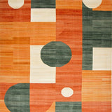 Ultra Soft Area Rug, Non Slip, Stain Resistant, Washable Area Rugs for Living Room, Bedroom, Vibrant Abstract Curvilinear Design(Orange)