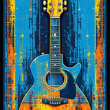Artistic Round Guitar Motif(Blue)