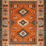 Ultra Soft Area Rug, Non Slip, Stain Resistant, Washable Area Rugs for Living Room, Bedroom, Distressed Tribal Geometric Elegance(Orange)
