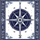 Ultra Soft Area Rug, Non Slip, Stain Resistant, Washable Area Rugs for Living Room, Bedroom, Beachy Compass Rug(Blue)