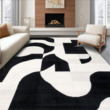 Ultra Soft Area Rug, Non Slip, Stain Resistant, Washable Area Rugs for Living Room, Bedroom, Abstract Geometric Area Rug Contemporary Black & White Pattern Mat(Black)
