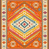 Ultra Soft Area Rug, Non Slip, Stain Resistant, Washable Area Rugs for Living Room, Bedroom, Vibrant Rainbow Abstract Motif(Orange)