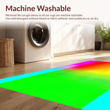 Ultra Soft Area Rug, Non Slip, Stain Resistant, Washable Area Rugs for Living Room, Bedroom, Playful Fuzzy Rainbow Wave Motif(Red)