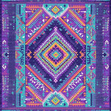 Ultra Soft Area Rug, Non Slip, Stain Resistant, Washable Area Rugs for Living Room, Bedroom, Bright Eclectic Round Tapestry(Purple)