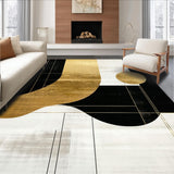 Ultra Soft Area Rug, Non Slip, Stain Resistant, Washable Area Rugs for Living Room, Bedroom, Chic Abstract Gold and Black Shapes(Gold)