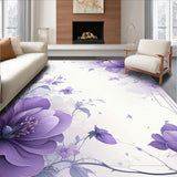 Ultra Soft Area Rug, Non Slip, Stain Resistant, Washable Area Rugs for Living Room, Bedroom, Chic Lilac Floral Arrangement(Purple)