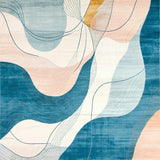 Ultra Soft Area Rug, Non Slip, Stain Resistant, Washable Area Rugs for Living Room, Bedroom, Modern Abstract Beige & Azure Blue Hues Artistic(Blue)