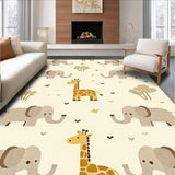 Ultra Soft Area Rug, Non Slip, Stain Resistant, Washable Area Rugs for Living Room, Bedroom, Whimsical Springtime Animal Patterns(Beige)