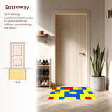 Ultra Soft Area Rug, Non Slip, Stain Resistant, Washable Area Rugs for Living Room, Bedroom, Dynamic Cheerful Hopscotch Theme(Yellow)