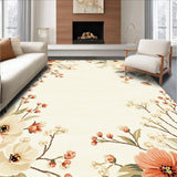 Area Cream Beige with Romantic Floral Design(Beige)
