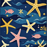 Brightly Colored Coastal Starfish Design(Blue)