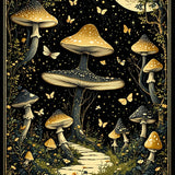 Ultra Soft Area Rug, Non Slip, Stain Resistant, Washable Area Rugs for Living Room, Bedroom, Enchanting Witchy Mushroom Tapestry(Black)