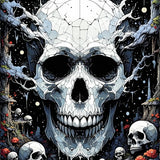 Ultra Soft Area Rug, Non Slip, Stain Resistant, Washable Area Rugs for Living Room, Bedroom, Gothic Unique Skull Artwork(White)