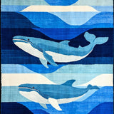 Ultra Soft Area Rug, Non Slip, Stain Resistant, Washable Area Rugs for Living Room, Bedroom, Charming Coastal Animal Illustration(Blue)