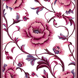 Blooming Carnation Scroll with Layered Petal Motifs and Flourishing Vines(Mauve)