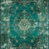 Ultra Soft Area Rug, Non Slip, Stain Resistant, Washable Area Rugs for Living Room, Bedroom, Eclectic Green Tinted Elegance(Blue)