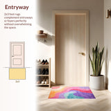 Ultra Soft Area Rug, Non Slip, Stain Resistant, Washable Area Rugs for Living Room, Bedroom, Charming Pastel Tie Dye Aesthetic(Pink)