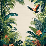 Ultra Soft Area Rug, Non Slip, Stain Resistant, Washable Area Rugs for Living Room, Bedroom, Tropical Flora Abstract Motif(Beige)