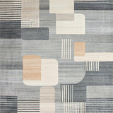 Ultra Soft Area Rug, Non Slip, Stain Resistant, Washable Area Rugs for Living Room, Bedroom, Chic Minimalist Textured Geometric Motif(Gray)