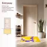 Ultra Soft Area Rug, Non Slip, Stain Resistant, Washable Area Rugs for Living Room, Bedroom, Happy Artistic Textured Style(Yellow)
