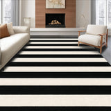 Ultra Soft Area Rug, Non Slip, Stain Resistant, Washable Area Rugs for Living Room, Bedroom, Chic Linear Stripe Rug with Bold Contrasting Bands and Modern Graphic Layout(Black)