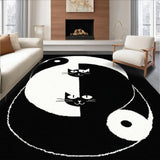 Ultra Soft Area Rug, Non Slip, Stain Resistant, Washable Area Rugs for Living Room, Bedroom, Artistic Yin Yang Cat Fusion(Black)