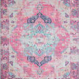 Ultra Soft Area Rug, Non Slip, Stain Resistant, Washable Area Rugs for Living Room, Bedroom, Chic Distressed Artful Motif(Pink)