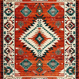 Ultra Soft Area Rug, Non Slip, Stain Resistant, Washable Area Rugs for Living Room, Bedroom, Tribal Distressed Ethnic Aesthetic(Red)