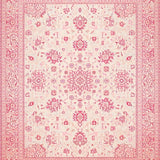Ultra Soft Area Rug, Non Slip, Stain Resistant, Washable Area Rugs for Living Room, Bedroom, Chic Vintage Blossom Motif(Pink)