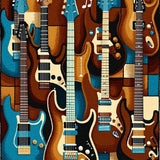 Ultra Soft Area Rug, Non Slip, Stain Resistant, Washable Area Rugs for Living Room, Bedroom, Modern Graphic Bass Guitar Imagery(Brown)