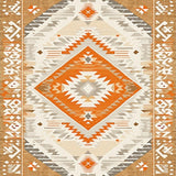 Ultra Soft Area Rug, Non Slip, Stain Resistant, Washable Area Rugs for Living Room, Bedroom, Artful Distressed Linear Patterns(Orange)