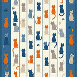 Charming Rustic Cat Illustrations(Blue)
