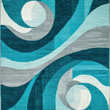 Ultra Soft Area Rug, Non Slip, Stain Resistant, Washable Area Rugs for Living Room, Bedroom, Chic Colorful Tiled Motif(Blue)