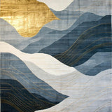 Ultra Soft Area Rug, Non Slip, Stain Resistant, Washable Area Rugs for Living Room, Bedroom, Elegant Gold Geometric Symphony(Blue)