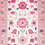 Ultra Soft Area Rug, Non Slip, Stain Resistant, Washable Area Rugs for Living Room, Bedroom, Elegant Light Blush Tiled Design(White)