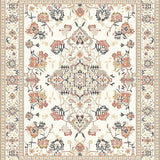 Intricate Geometric Floral Area with Smoke and Beige Motifs(Beige)